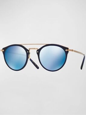 NEW Oliver’s People Remick Mirrored Brow Bar Blue Gold Sunglasses